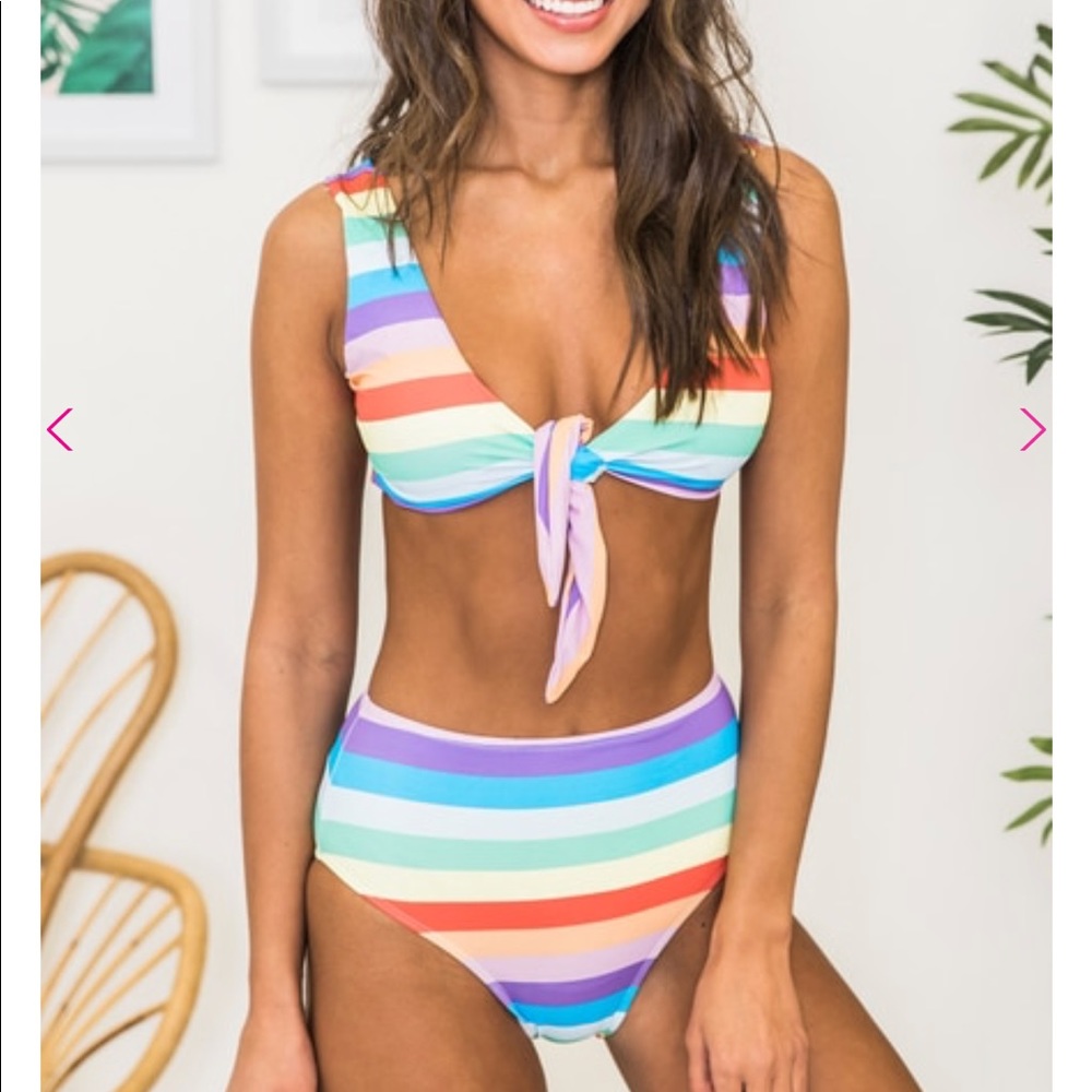 Rainbow striped bikini